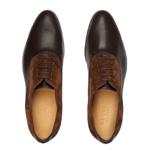 Gucci Men Lace up oxford shoe in double G Dark brown leather Size 8.5